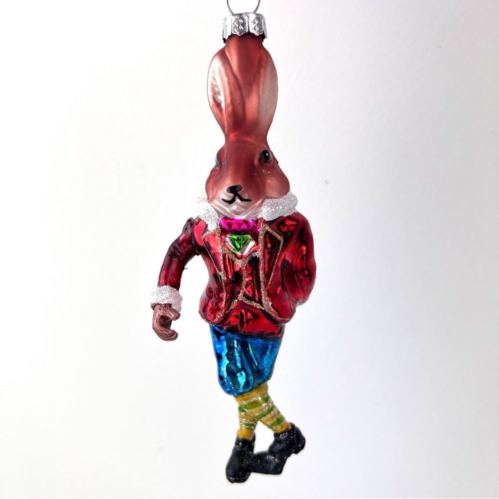 Handblown Glass Bunny Rabbit Christmas Ornament